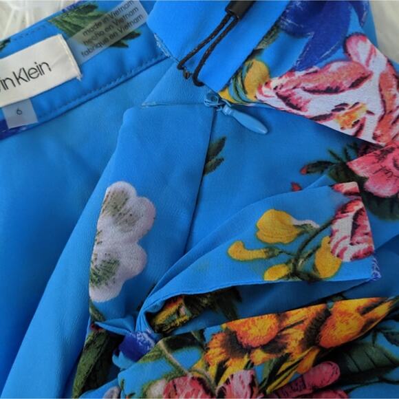 NEW Calvin Klein Ruffle Blue Floral Skirt 6 - Picture 4 of 8